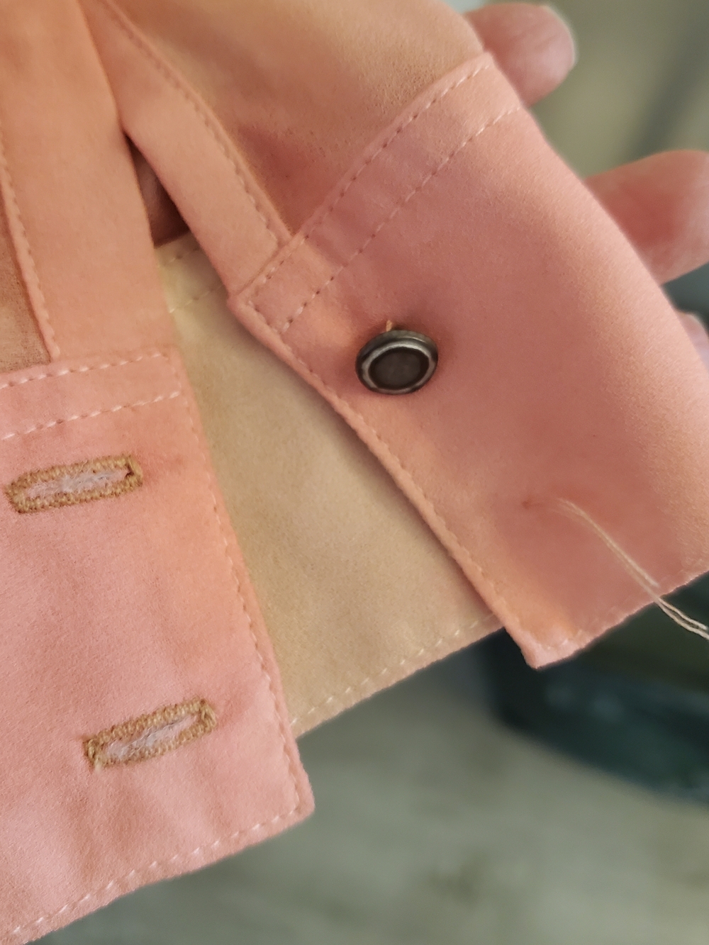 Light Peach Button-Down Blouse Sample Piece - Picture 5 of 5